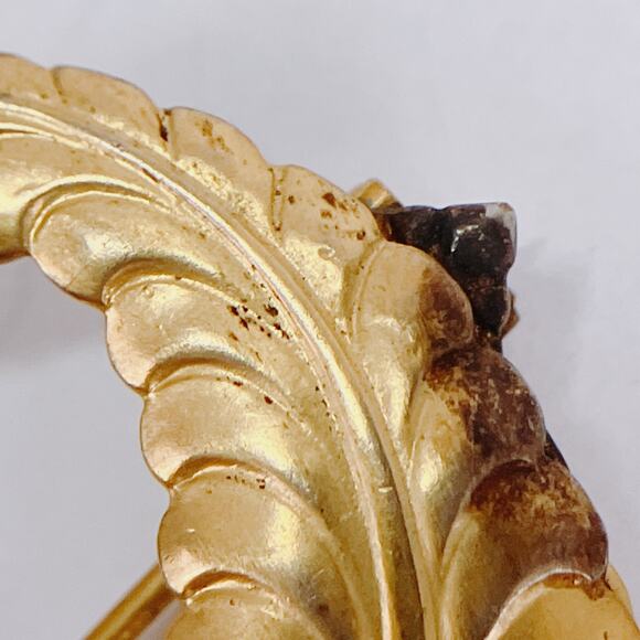 Antique 1910s 1920s Art Deco Rolled Gold Seed Pearl Laurel Wreath Brooch Pin VTG - Picture 11 of 11